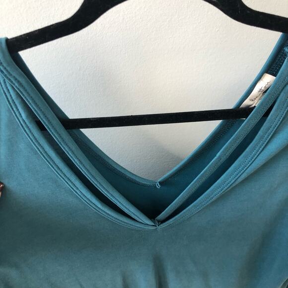 Nine Britton Women's Teal V Neck Tunic 3/4 Sleeves Shirt Top Size L - Picture 3 of 4